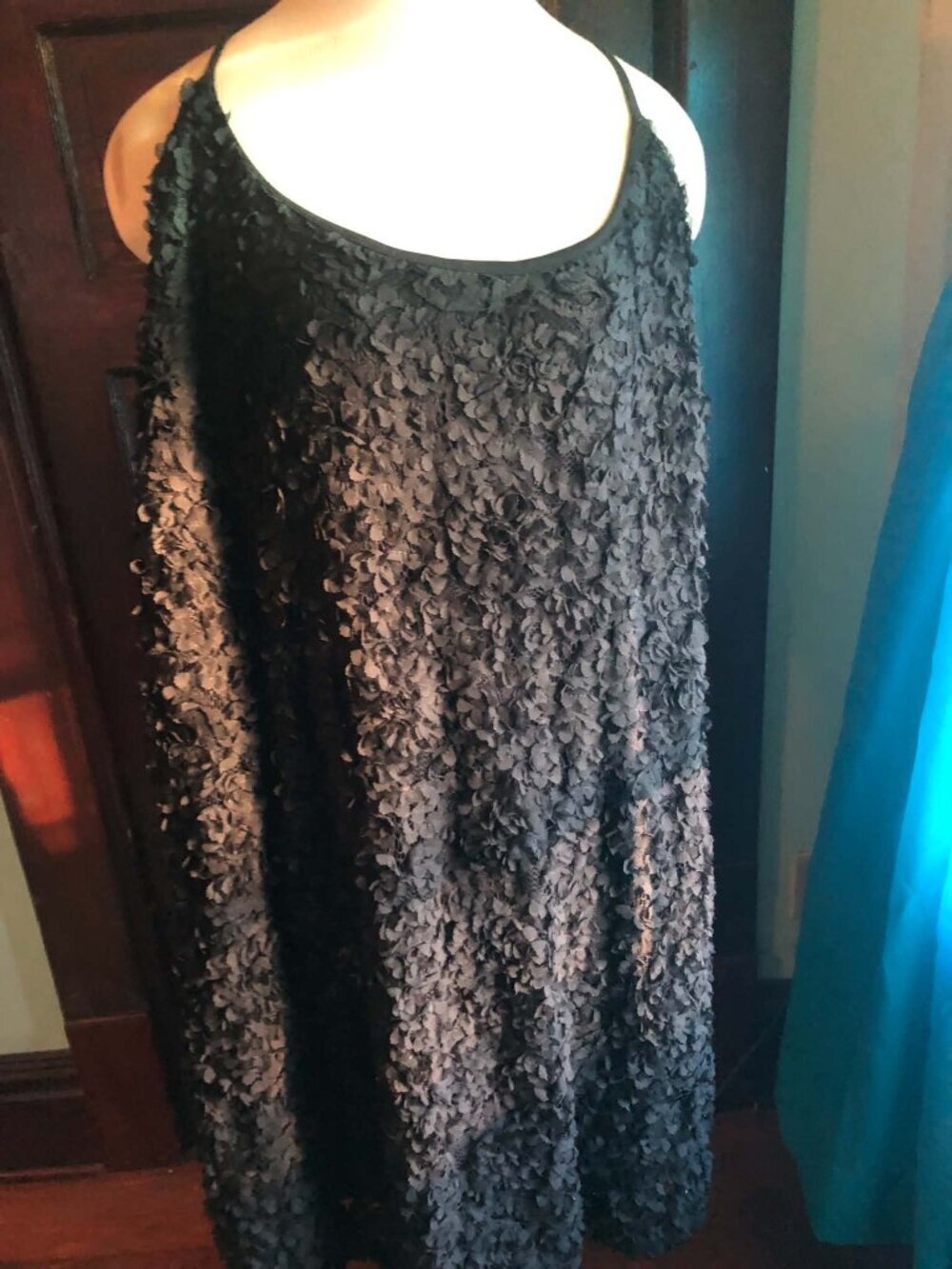Xhilaration Black Flower Petal Textured Lace Dress Sz 2x NWT